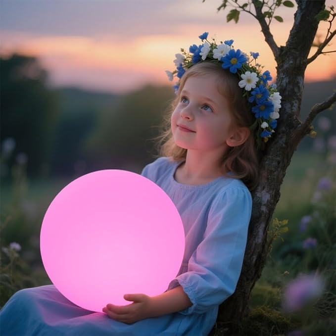 10 In LED Globe Light w/Remote 16 RGB Colors 4 Modes &amp 8 Dimmable Brightness LED Ball Light Sphere Lamp Rechargeable Orb Night Light Waterproof Outdoor Globe Lamp for Home/Yard/Lawn/Party/Pool D