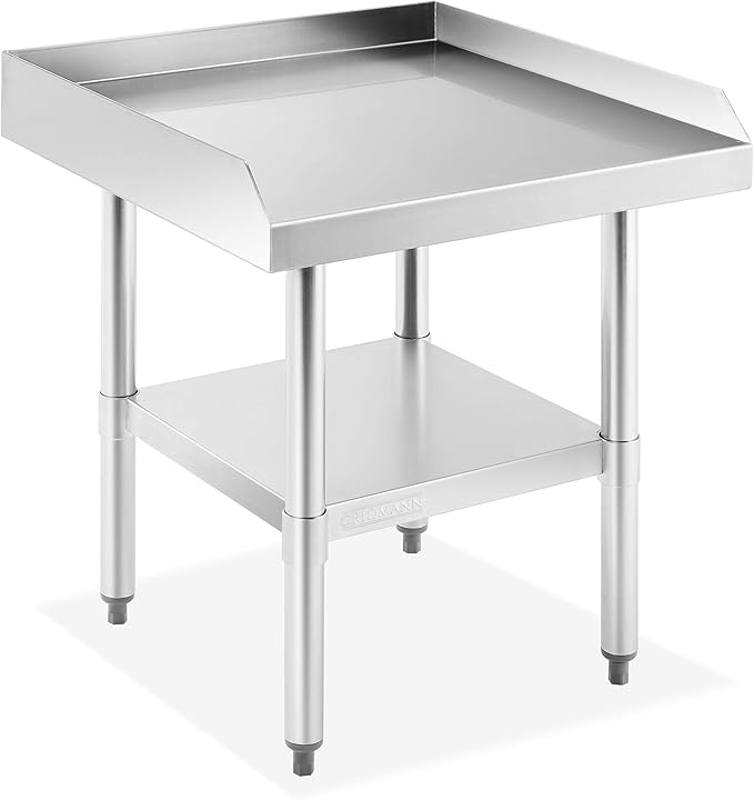 GRIDMANN NSF 16-Gauge Stainless Steel 24 L x 24 W x 24 H Equipment Stand Grill Table with Undershelf for Commercial Restaurant Kitchen