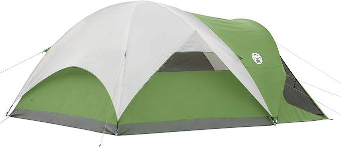Coleman Evanston Tent with Screen Room 6/8 Person Weatherproof Tent Sets Up in 15 Mins Included Rainfly &amp Carry Bag Made of PFAS-Free Materials