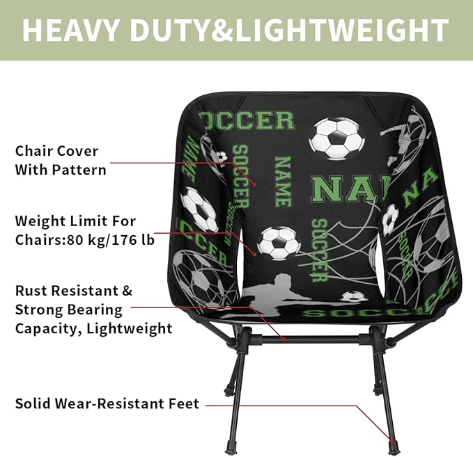 Custom Camping Chair Personalized Portable Backpacking Chair with Name Lightweight Folding Chair for Beach Hiking Soccer