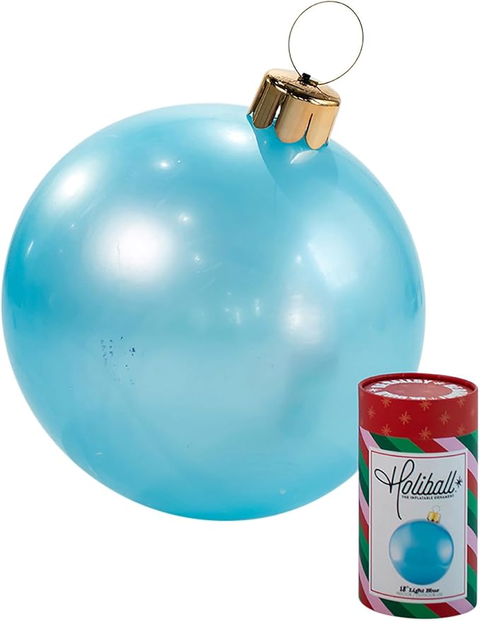 Holiball Inflatable Holiday Ornament – Ultimate Indoor/Outdoor Decoration – Reusable and Storage Friendly – for Weddings Parties Events Team Colors – 18 – Light Blue