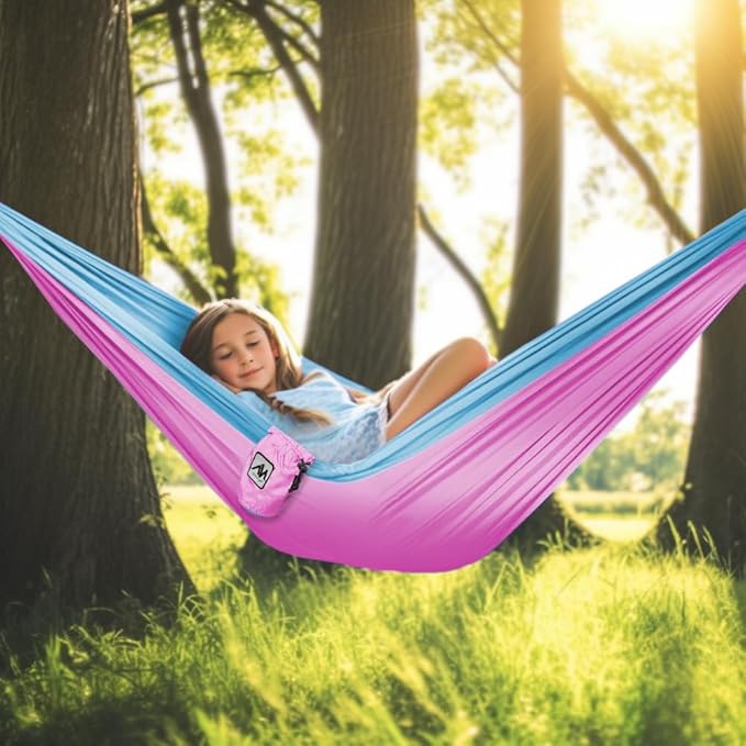 ayamaya Kids Camping Hammock Small Outdoor Hammock Gifts for Children Girls Boys Ultralight Kids Camping Gear with Tree Strap &amp CarabinersSling Swing Hammock for Indoor/Outdoor Use