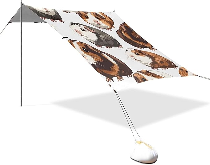 Cute Guinea Pig Camping Sun Shelter Beach Tent Portable Beach Sun Shade Outdoor Canopy for Camping Trips Fishing Picnic