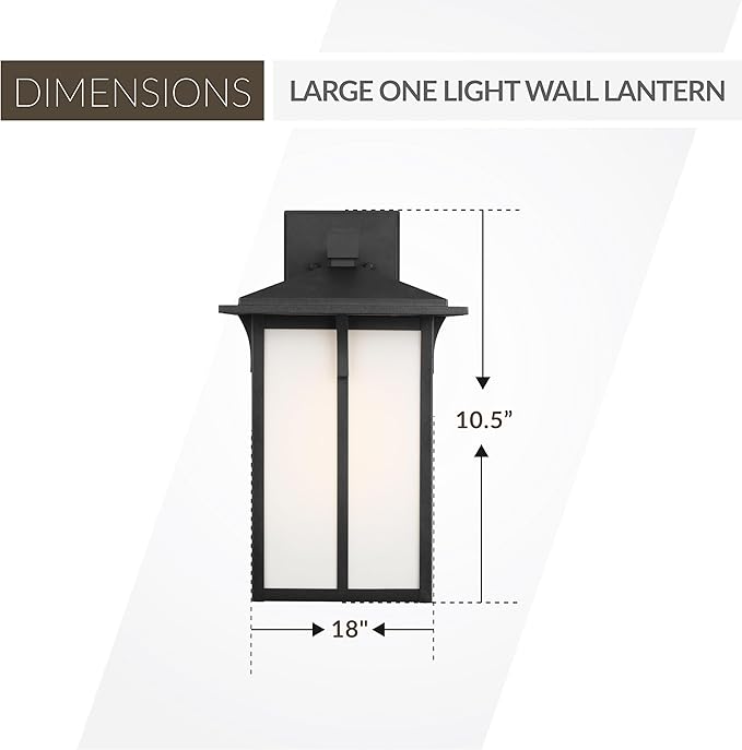 Generation Lighting 1-Light Tomek Traditional Outdoor Wall Lamp Black 8752701-12  Wall Lamp for Outdoor Decor  Wall Light Fixture Uses Standard or LED Light Bulb