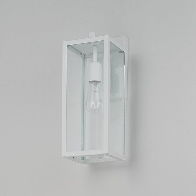 GLOBE Electric 44836 Bowery 1-Light Outdoor Indoor Wall Sconce Matte White Clear Glass Shade
