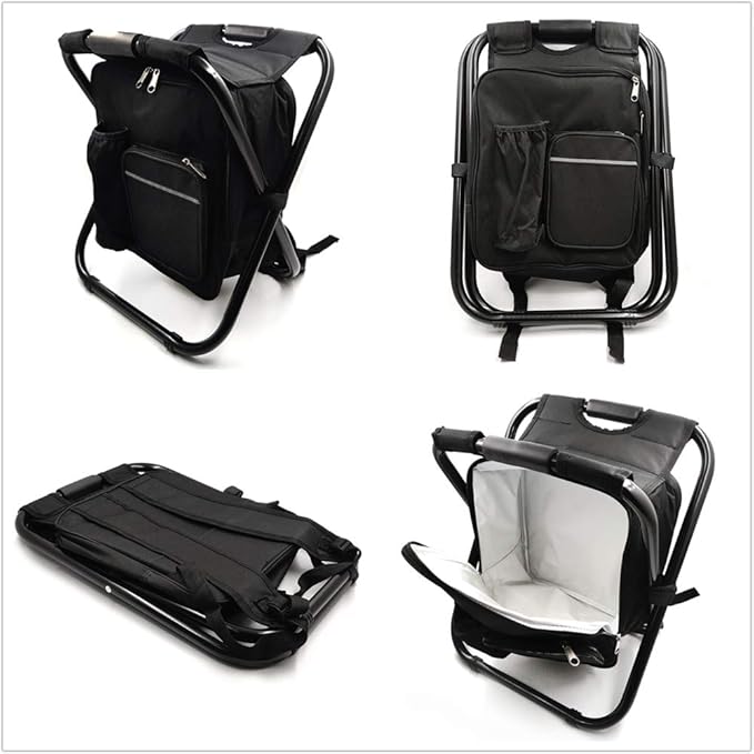 XKMT- Folding Stool Insulated Cooler Bag Backpack Chair Beach Fishing Camping Hiking