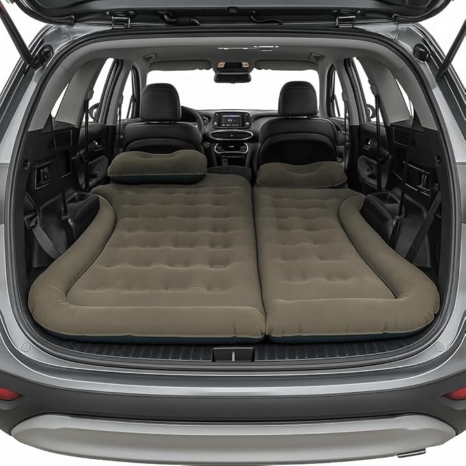 Wakeman Outdoors Inflatable Mattress - Car Air Mattress for SUV or Tent with Aux Outlet Pump and 2 Inflatable Pillows - Car Camping Gear (Gray)