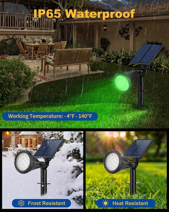 Solar Spot Lights Outdoor Color Changing 7 Modes/14 LED Outdoor Solar Lights for Yard Waterproof RGB Multicolor Solar Landscape Spotlights Auto On/Off for Flood Yard Tree Pathway 8 Pack