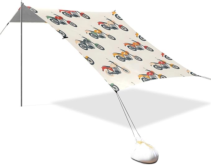Beach Tent Sun Shelter Modern Motorcycles Lightweight &amp Easy Setup Beach Shade Canopy for Camping Fishing
