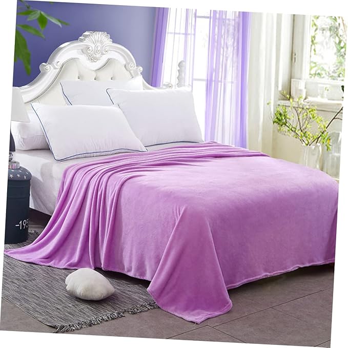 Solid Color Flannel Fleece Blanket Cozy Purple Bed Blanket for All Seasons Lightweight and Warm for Couch Camping and Home