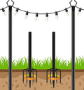 LETIANPAI 10Ft String Light Poles 2 PackLight Poles for Outside LightsOutdoor with Fence Brackets Hanging LightsMetal Stand Deck Patio Backyard