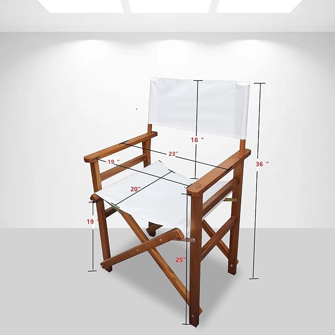 2pcs Wooden Folding Chair - Director Chair for Camping Home Patio - Portable Chair High Foldable Stool for Outdoor Director's Chairs Foldable Makeup Chair for Makeup Artist - populus + Canvas