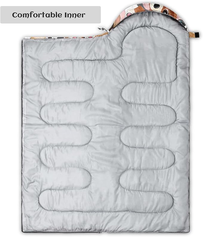 Sleeping Bags for Adults Youth Kids3D Printing Camping Sleeping Bag for Girls Boys Lightweight Waterproof Cold/Warm Weather Sleeping Bag for 3 Seasons