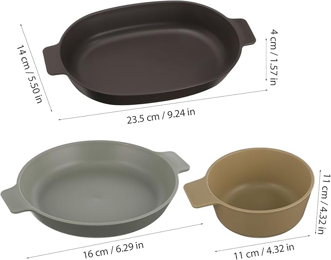 Toyvian Portable Plastic Dinnerware Set Lightweight Camping Plates and Bowls Kit Reusable Picnic Dishware with 3 Small Plates and 3 Single-Handle Bowls for Outdoor Travel