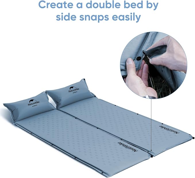 Naturehike Self-Inflating Sleeping Pad Ultralight Memory Foam Camping Pad with Pillow Fast Inflating Sleeping Pad for Camping Hiking with Storage Bag Single Blue