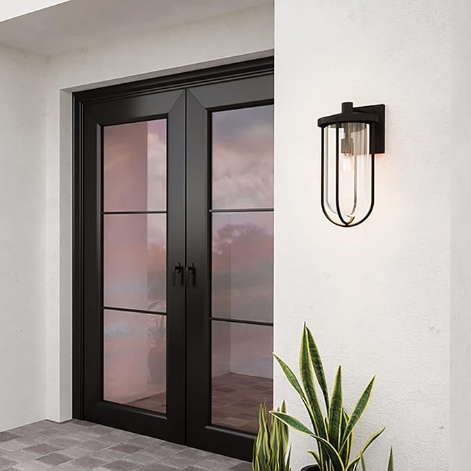 Capital Lighting 934212BK Corbin Clear Glass Outdoor Wall Sconce 1-Light 100 Watt 19 H x 8 W Black