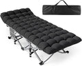 ZENPETIO Camping Cot for Adults Heavy-Duty Portable Cot Bed with Mattress Foldable Padded Sleeping Cots for Camping Travel Tent Day Bed Outdoor &amp Home Guest Max Load 500 LBS 75x28x15”