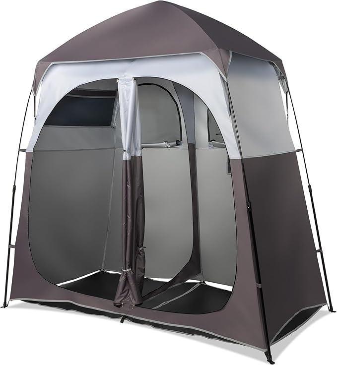 VINGLI 2 Room Shower Tent 7.5 FT Instant Pop Up Shelter with Carrying Bag Privacy Changing Room TentPerfect for Portable Toilet Camping Dressing Outdoor Indoor Easy Set Up