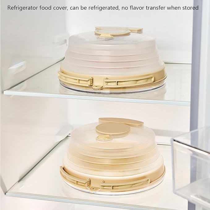 Space Saving Foldable Microwave Cover and Raised Handle Heatproof Steaming Protections Lid for Food Nonflammable Splatter Cover Compressible Food Cover