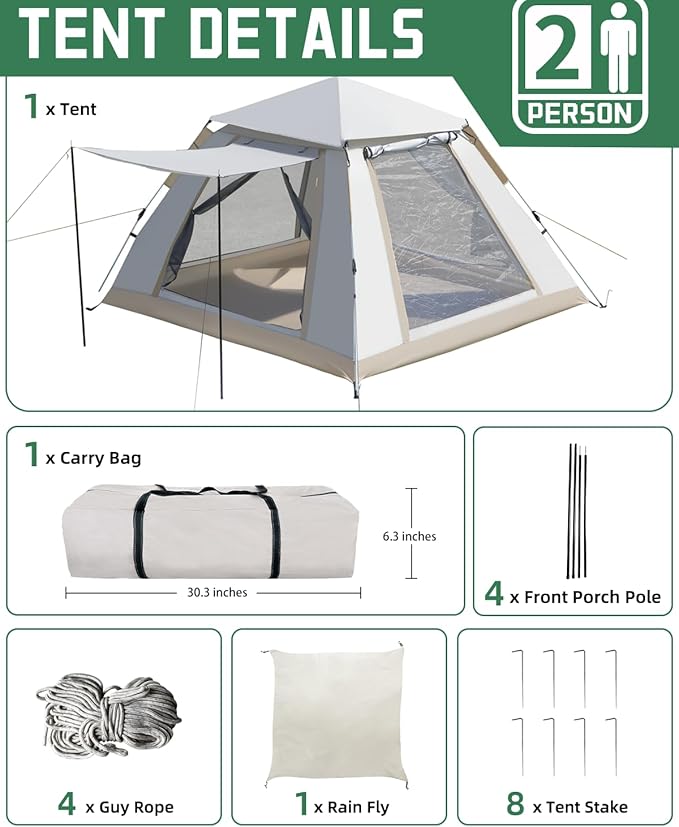 Instant Camping Tent 2/4 Person – 30-Second Quick Setup – Medium Outdoor Portable Tent for Family Camping &amp Outdoor Activities