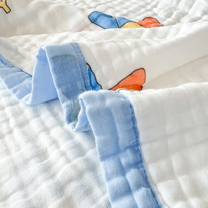 ITFRO Cooling 6 Layer Cotton Muslin Blanket For Hot Sleepers Twin Size 60x80 Inches Windmill Soft Breathable Lightweight Reversible Summer Gauze Blanket for Adults Sofa Bed Camping (Windmill 60x80)