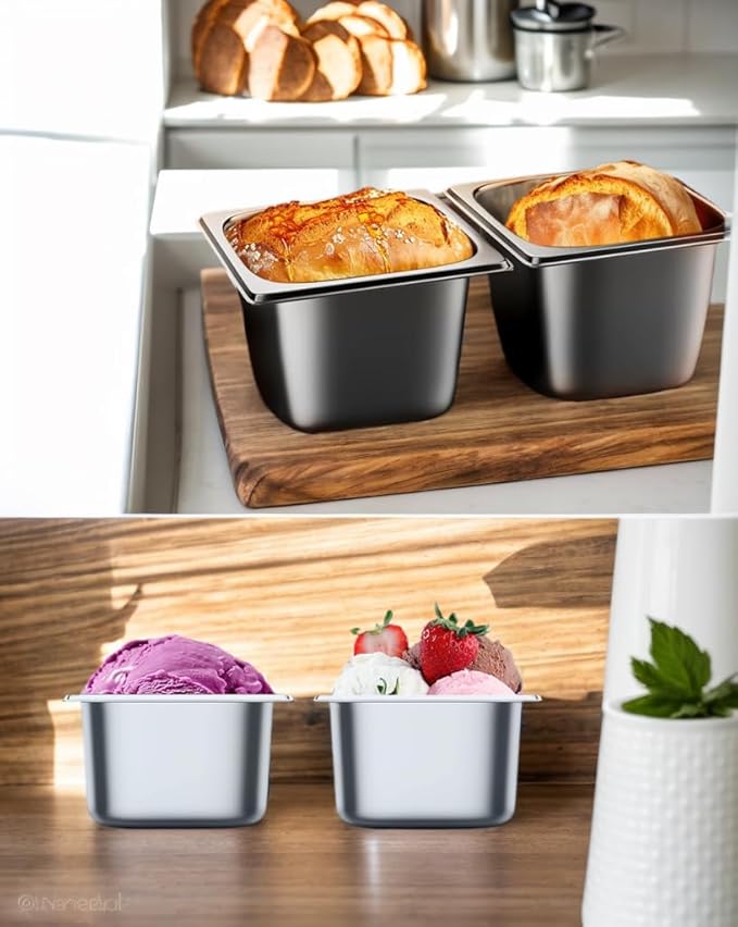 5 Pack Stainless Steel Hotel Pans1/6 Size6 Deep Steam Table PanCommercial Food Storage Containers Stackable Metal Steamer Pan for Hotel Restaurant Buffet Party (1/6 Size x 6 Deep)