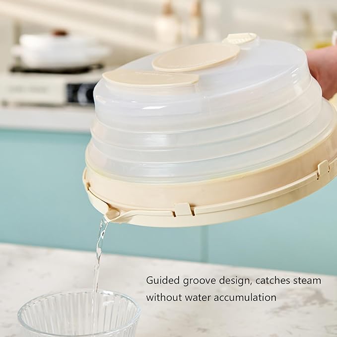 Nonflammable Compressible Microwave Cover Splatter Guard Lid with Ergonomic Grip for Food Freshness Microwave Foldable Cover