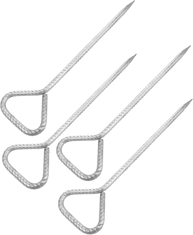 4Pcs Heavy Duty Steel Tent Stakes Galvanized Metal Camping Pegs for Tents Durable Outdoor Ground Nails for Camping Weddings and Various Outdoor Activities
