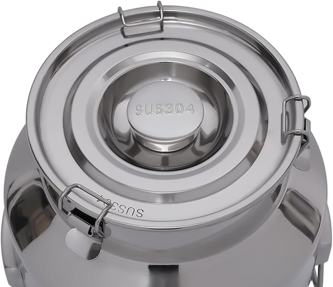 28L Stainless Steel Milk Can Heavy Duty Food Storage &amp Transport Container for Dairy Wine Grains Ideal for Home Farm &amp Commercial Use With a Faucet