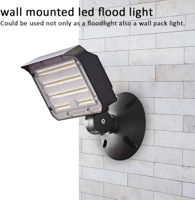 60W LED Knuckle Mount Flood Light Outdoor Security Floodlights Fixture with Base Dusk-to-Dawn Photocell Daylight AC100-277V 7800lm(300W Equivalent) IP65 Waterproof for Entrance Yard(2Pack)