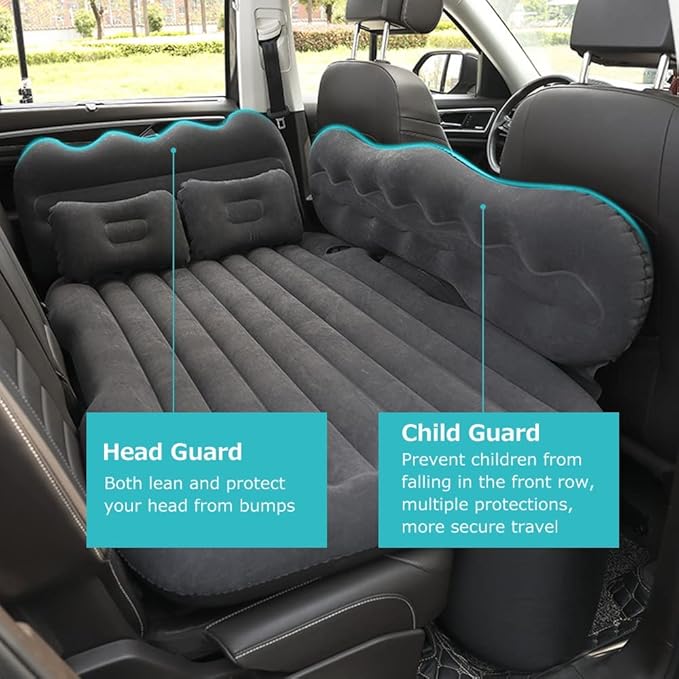 Inflatable Car Air Mattress for Hyundai Santa Cruz 2021-2023 Back Seat Portable Travel Bed Comfortable Sleeping Pad Camping Couch Flocking