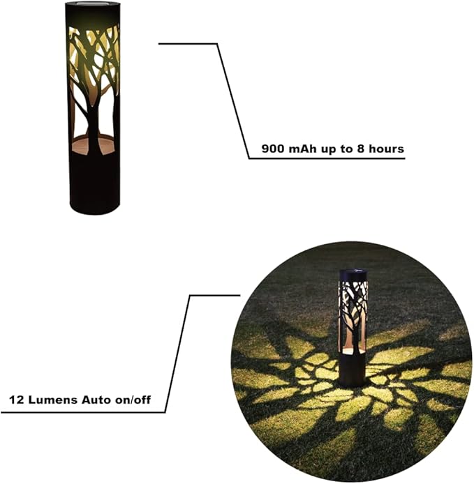 4Pack Solar Pathway Lights Outdoor Landscape Lighting Dust to Dawn Solar Lights for Garden Decor Metal Path Lights Solar Powered for Yard Lawn Patio Walkway Warm Yellow
