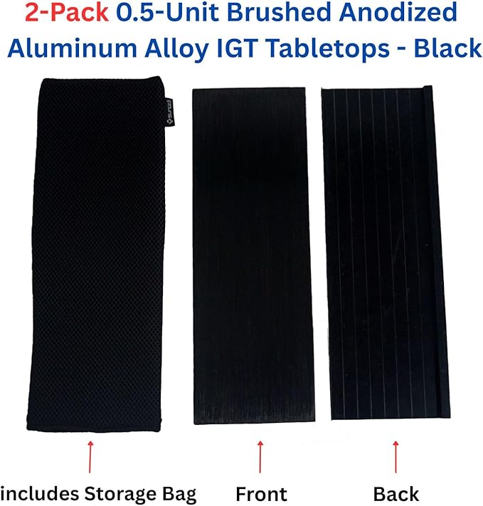 IGT Camping Table Panels 0.5 Unit 2 Pack Detachable Brushed Anodized Aluminum Alloy Tabletop with Carrying Bag Compatible with Most IGT Frames for Car Camping RV Picnic Tailgating (Black)