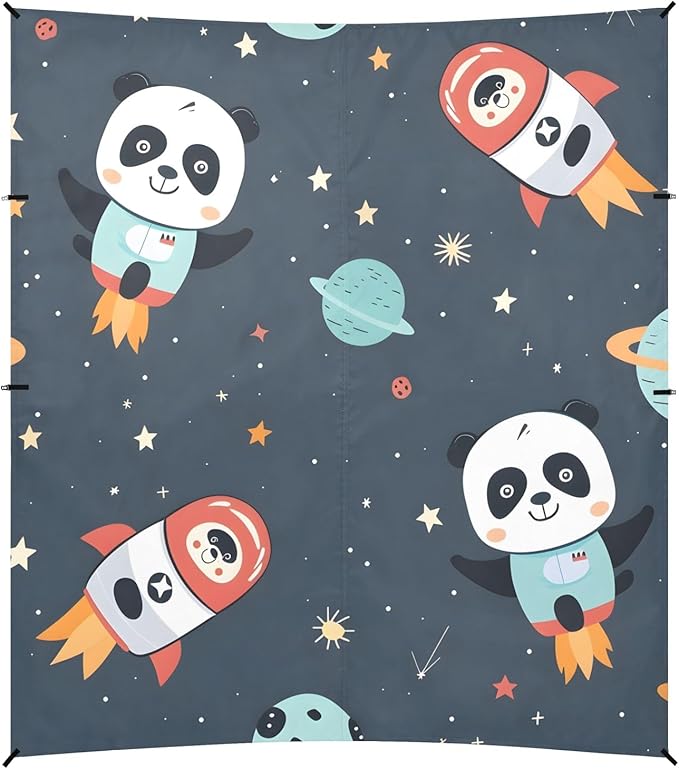 Panda Flying in Outer Space Camping Sun Shelter Beach Tent Portable Beach Sun Shade Outdoor Canopy for Camping Trips Fishing Picnic