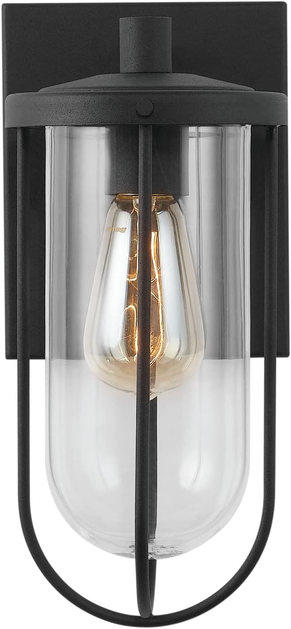 Capital Lighting 934211BK Corbin Clear Glass Outdoor Wall Sconce 1-Light 100 Watt 12 H x 6 W Black