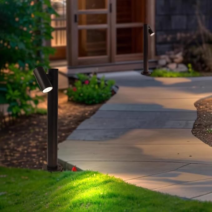 Modern Pathway Lights Adjustable Angle Spotlight Post Lights Outdoor Path Lights LED 2700K Warm Light Walkway Lighting Landscape Sideway Lighting IP65 Waterproof (1-Light)