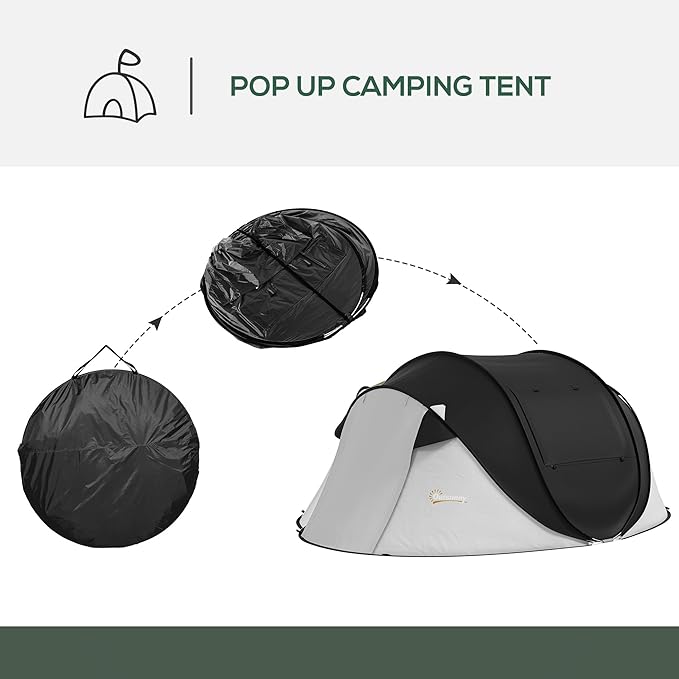 Outsunny Large Camping Tent with 10 Person Floorspace Rain Cover &amp Breathable Mesh Roof Cabin Tent 8 Person Size Big Family Tent Camping Accessory