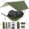 ADVOKAIR Camping Hammock with Mosquito Net and Rain Fly Up to 500lbs Ultralight and Portable Nylon Travel Hanging Hammock with Tree Straps Perfect for Outside Backpacking Hiking and Backyard