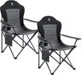 EVER ADVANCED Folding Camping Chair with High Back Padded 2 Pack Oversized Portable Lawn Chairs Lightweight Sturdy Steel Foldable Outdoor Camp Chair for Adults Black