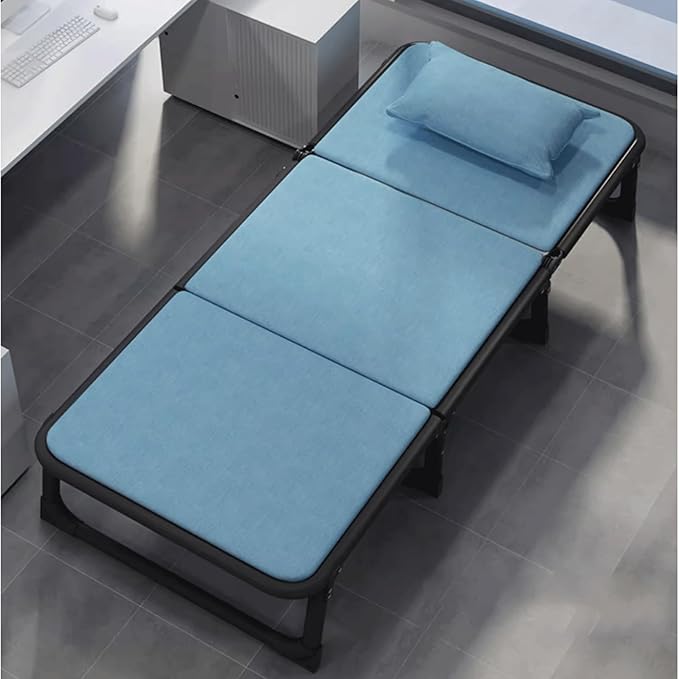 Camping cot Camping Cot Adjustable 6-Position Folded Bed Portable Rollaway Bed with a Pillow + dust Cover for Guest Room Small Apartment Folding cot