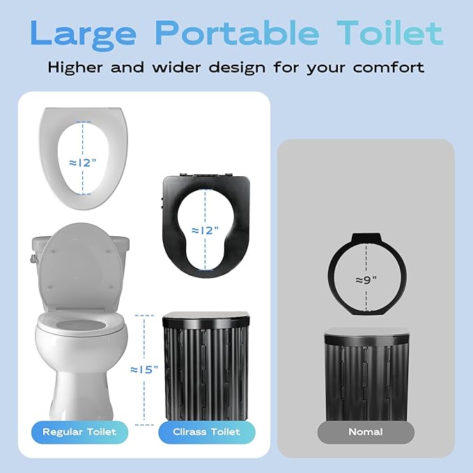 Camping Toilet with Pop Up Privacy TentPortable Outdoor Folding PottyShower Tent Dressing Room with Carry Bag for RV TravelTruckBeachFishing