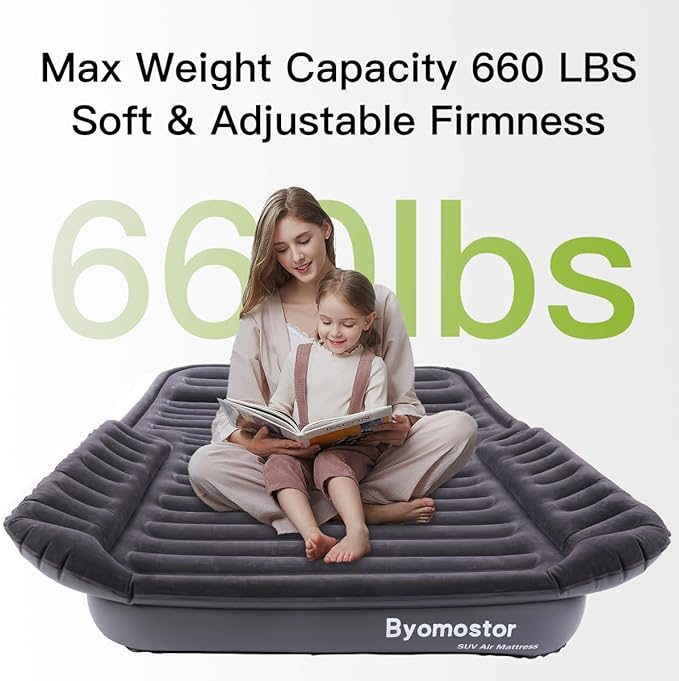 SUV Air Mattress with Wireless Removable 3-in-1 Built-in Pump &amp Mattress 'Wings' | 7-inch Height Car Mattress for Mid/Large SUVs Trucks Minivans Supports 660lbs – Ideal for Road Trips &amp Cam
