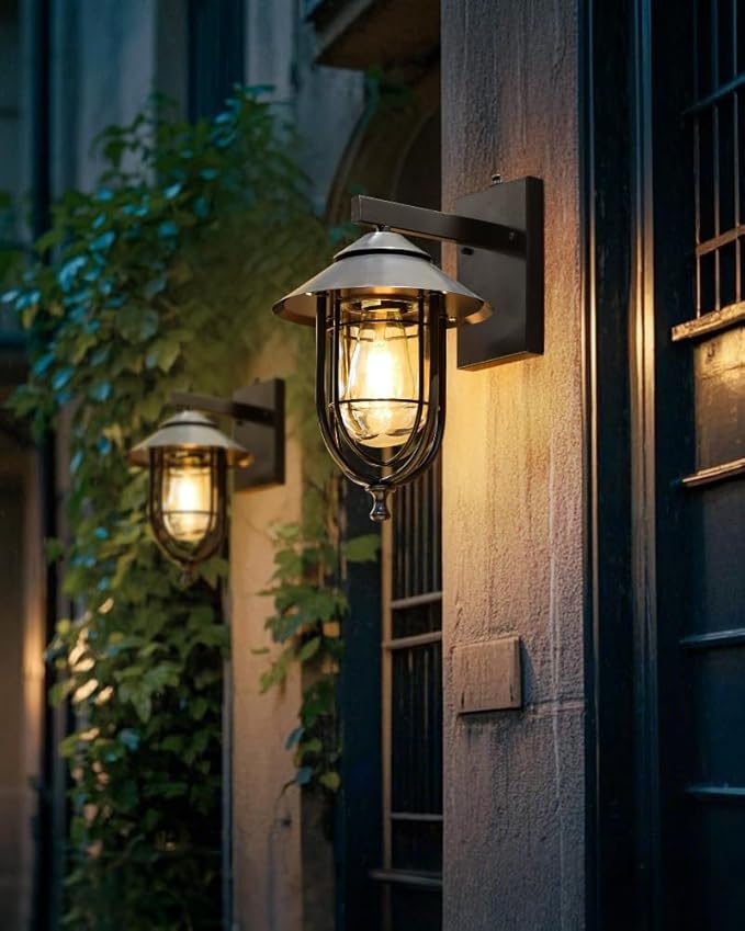 merley Outdoor Wall Lights - Outdoor Lights with Dusk-to-Dawn Sensor Modern Porch Light Fixtures Rust-Proof Weather-Resistant Wall Sconce Lighting for Exterior Wall