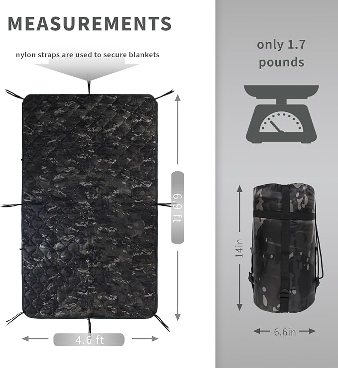 WINWAY Outdoor Down Camping Blanket Military Camping Sleeping Bag with ZipperPackable Waterproof Lightweight Poncho Liner for HikingTravel Stadium