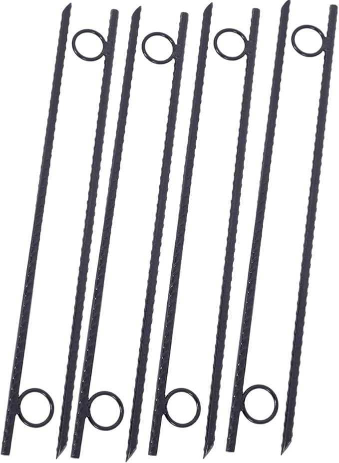8 Pcs Heavy Duty Steel Rebar Ground Stakes 3/8 x 18 - Tent Canopy Stakes with Angled Ends &amp 1 Loops for Campsites Outdoor Use