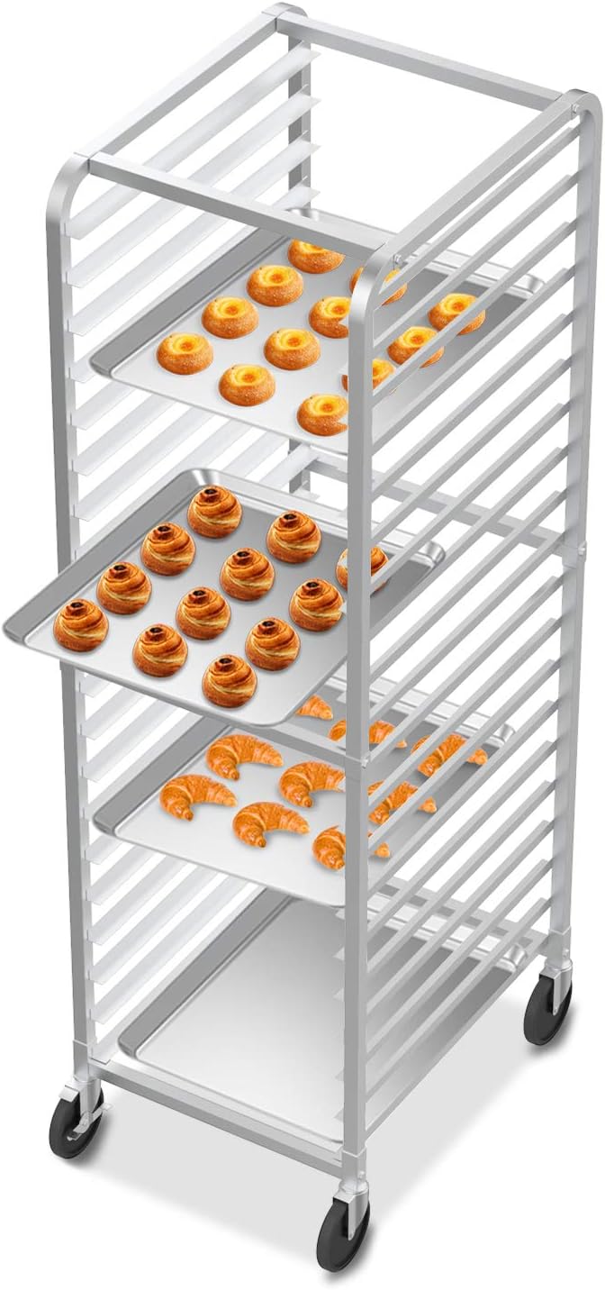 VINGLI 20-Tier Bakery Rack Commercial Stainless Steel Sheet Pan Rack with Brake Wheels for Kitchen Restaurant Pizzeria …