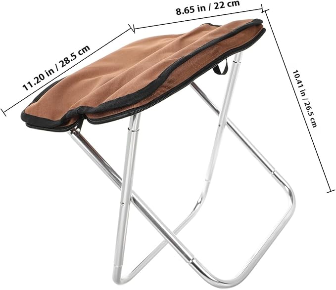 Collapsible Folding Stool Portable Backpack Stool Lightweight Foldable Camping Chair for Adults with Carry Handle Brown Outdoor Travel Fishing Hiking Seat