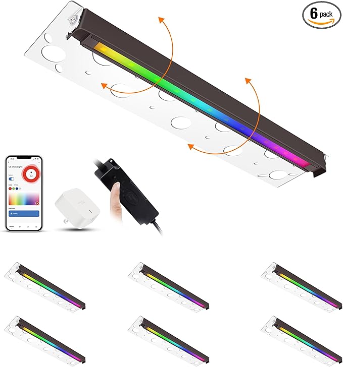 CLOUDY BAY [6 Pack] Low Voltage 12 Inch Smart Hardscape Lighting4.5W LED Paver Light2700-6500K1.5W RGB Color ChangingCompatible with Alexa &amp Google AssistantHub IncludedTransformer Excluded