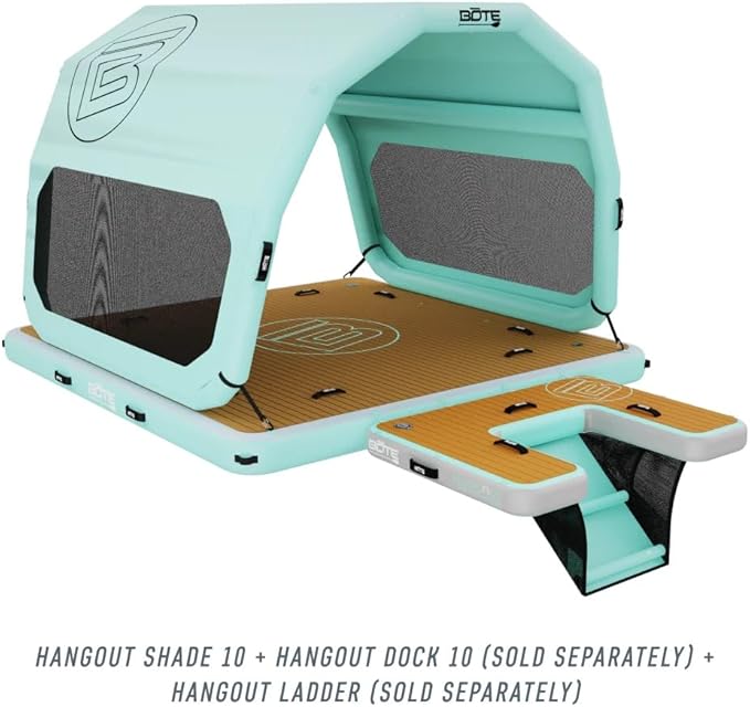 BOTE Hangout Shade Inflatable Sun Canopy for Floating Docks &amp Water Lounges Compatible with Hangout Dock 7 &amp 10 Easy-Inflate Portable Shade for Lake &amp Beach Days