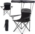 YOUNG WOOD Portable Camping Chair Beach Chair with Shade Canopy Fold Lightweight Oversized for All Easy to Open and Close Without Installation Side Pocket Design for All Outdoor ActivitiesBlack